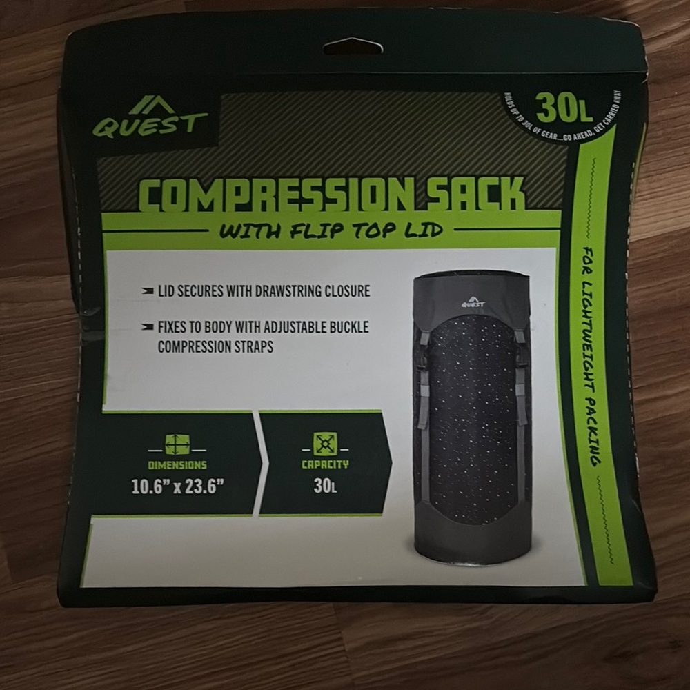 Quest Compression Sack with Flip Top Lid - Black